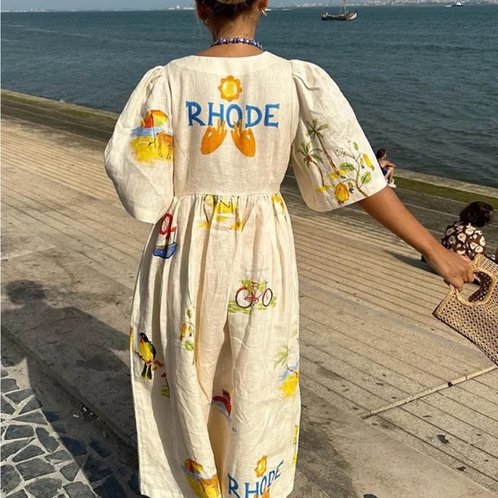 Printed Midi Linen Dress